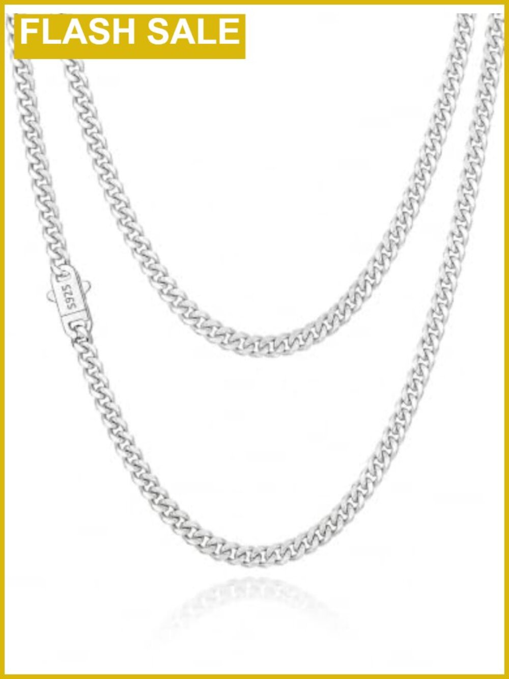 925 Sterling Silver Cuban Necklace 5mm Hidden Push-Lock Clasp